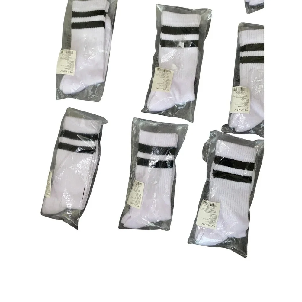 Lot of 9 Weissman Dance Socks White Black Stripes NIP Costume Accessory